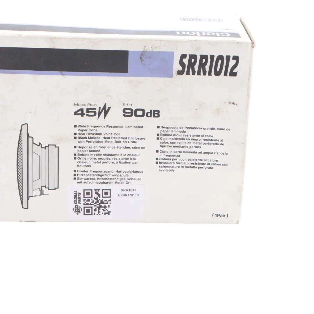 Clarion SRR1012 Dual Cone Audio Stereo Speaker Set 45W 90dB 10cm
