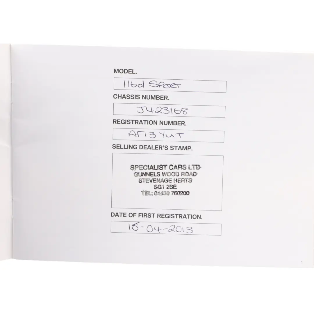 BMW 1 Series F20 F21 Owner's Handbook Booklet Book Set Case Wallet 2928223