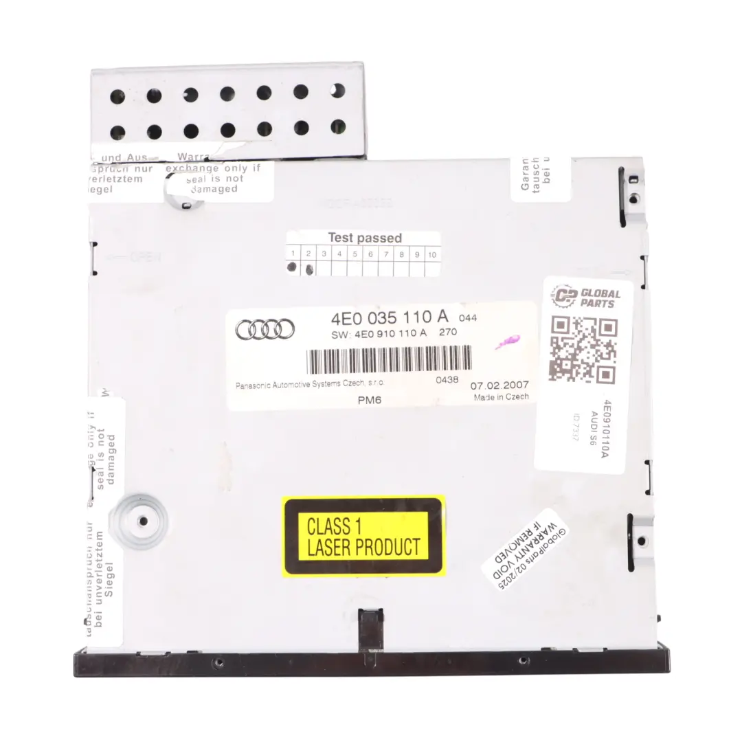Cargador CD Audi S6 C6 A8 D3 Cargador 6 Discos Unidad Central MMI 4E0910110A