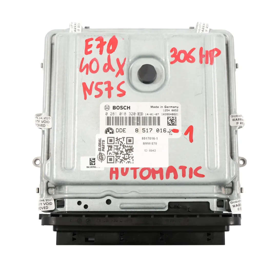 BMW X5 E70 LCI 40dX N57S 306HP Engine ECU Kit DDE 7810980 CAS3 + Key Automatic