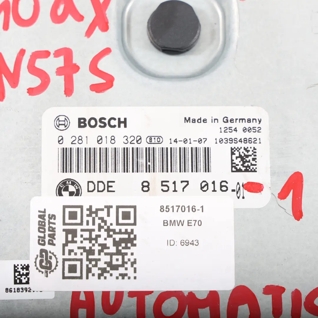 BMW X5 E70 LCI 40dX N57S 306HP Engine ECU Kit DDE 7810980 CAS3 + Key Automatic
