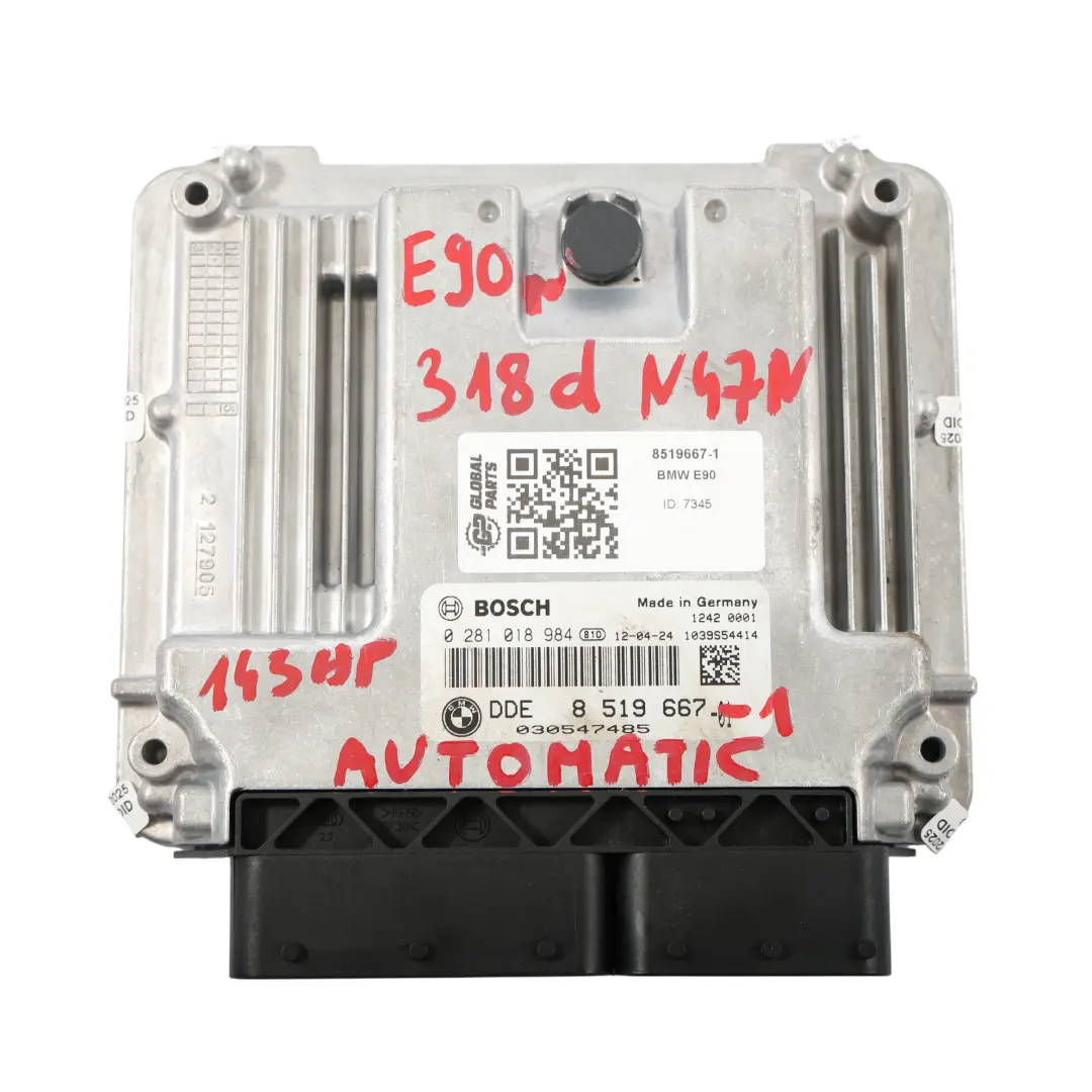 BMW E90 E91 LCI N47N 318D 143HP Motore ECU Kit DDE CAS3 + Chiave 8512047