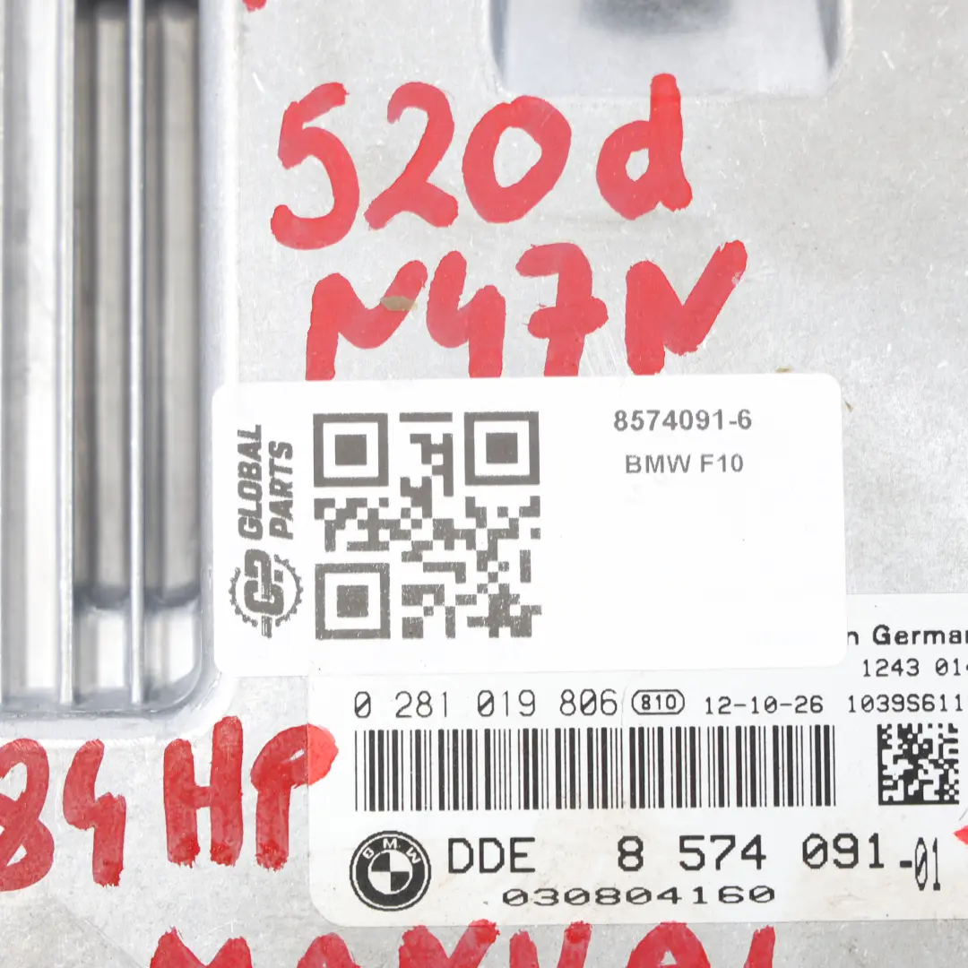 BMW F10 F11 520D N47N 184HP Motore ECU Kit Unità DDE 8574091 CAS4 Chiave Manuale