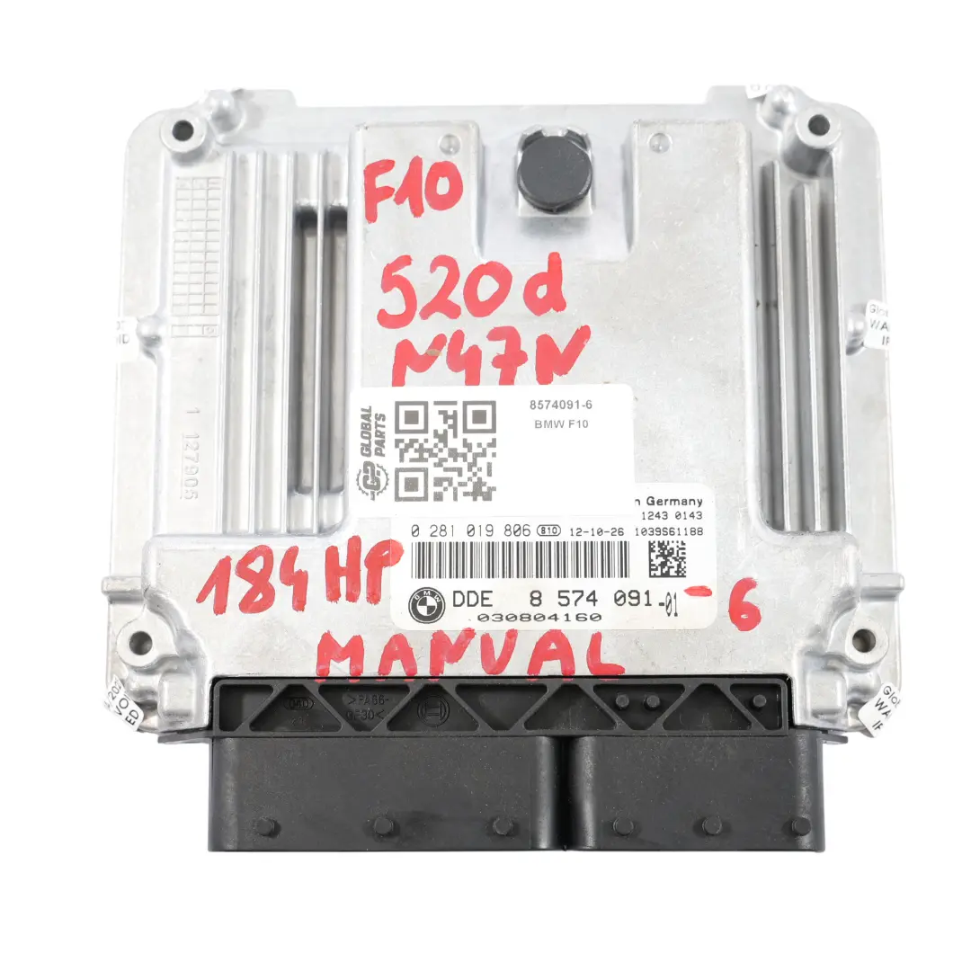 BMW F10 F11 520D N47N 184HP Motore ECU Kit Unità DDE 8574091 CAS4 Chiave Manuale