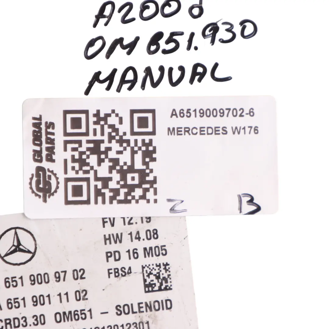Mercedes W176 W246 A200d OM651.930 136HP Engine Unit ECU A6519009702 Manual