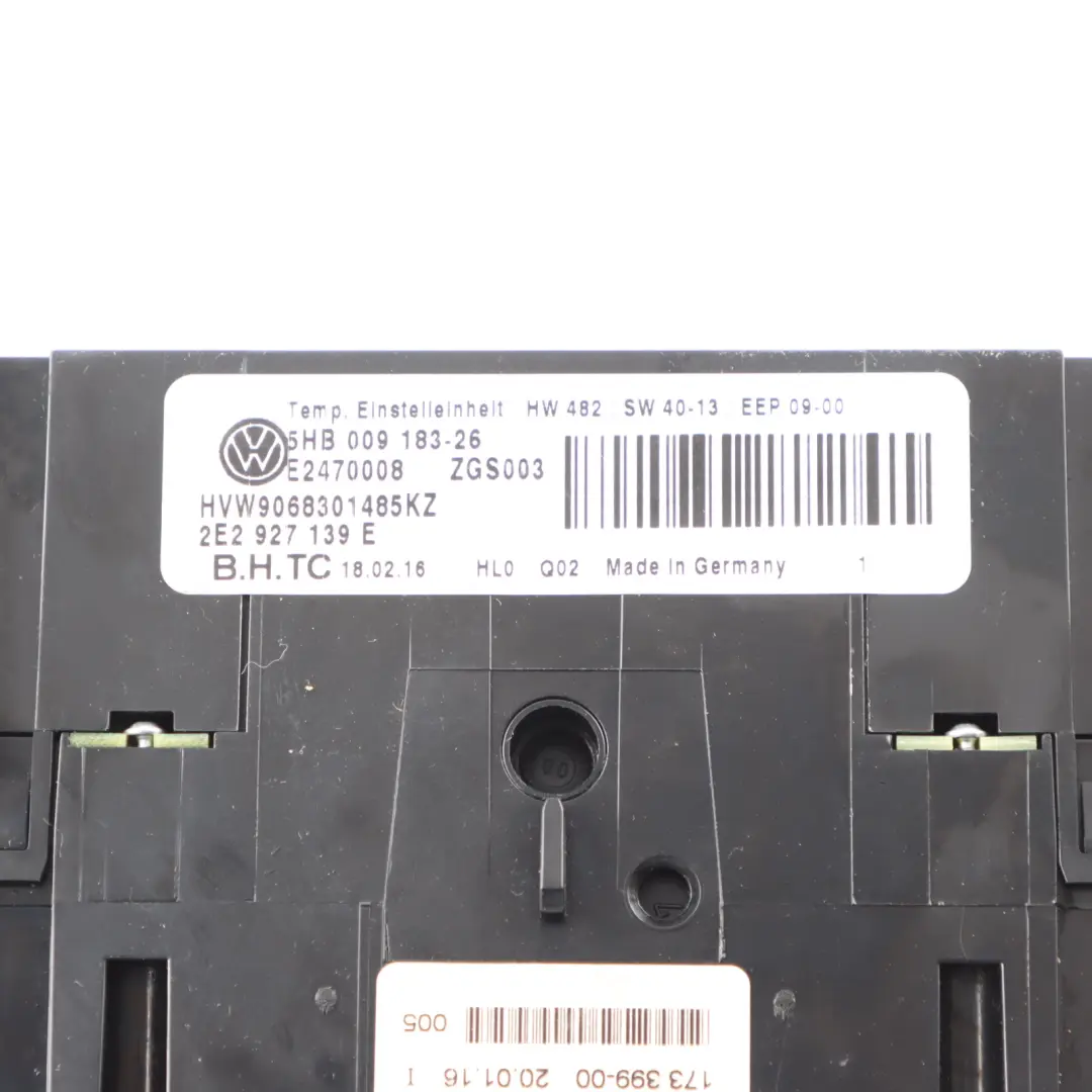 Heater Climate Control Panel Switch Volkswagen Crafter 2E - SKU RHD-2E2927139E - Part number 2E2927139E
