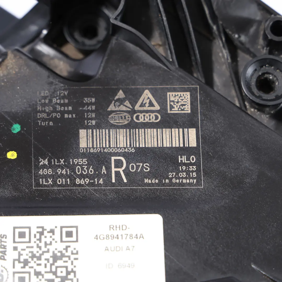 Audi A7 4G8 Front Lamp Headlight Full LED Right O/S Driver's Side 4G8941784A