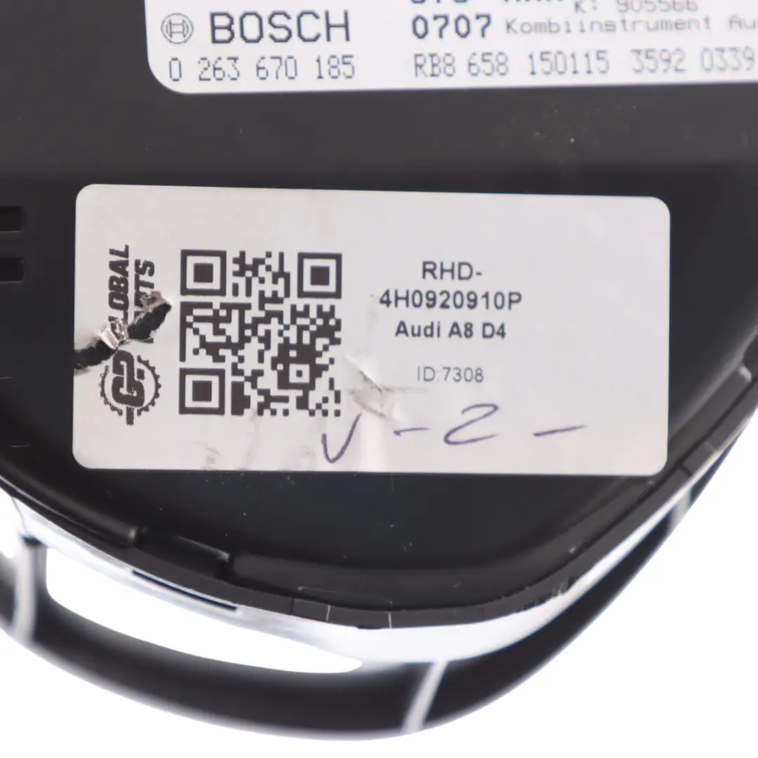 Audi A8 4H 3.0 TDI Instrument Cluster Speedometer Automatic Gearbox 4H0920910P