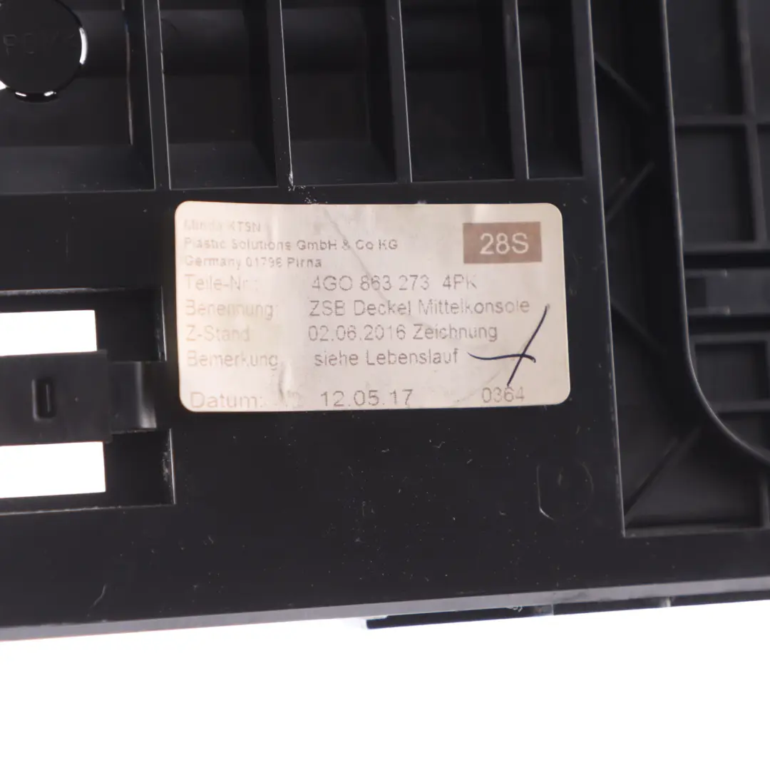 Audi A6 C7 Centre Console Ashtray Rear Tray Cover Storage Black 4G0863273