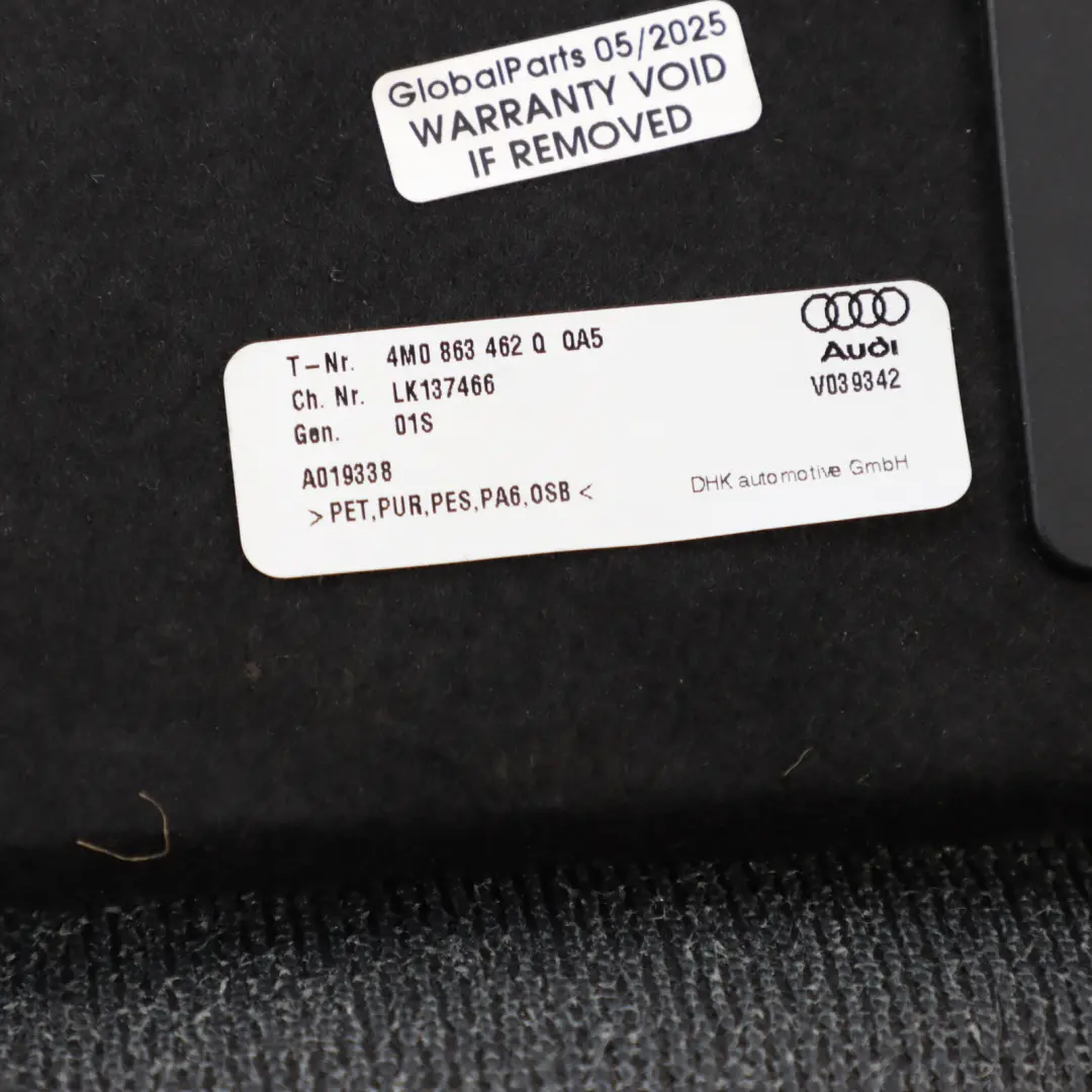 Audi Q7 4M Boot Trunk Floor Carpet Luggage Compartment Black 4M0863462Q