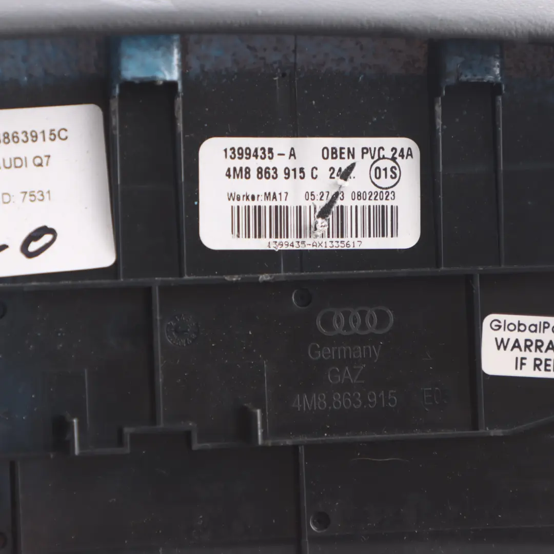 Audi Q7 4M Middle Centre Armrest Trim Black Leather 4M8863915C