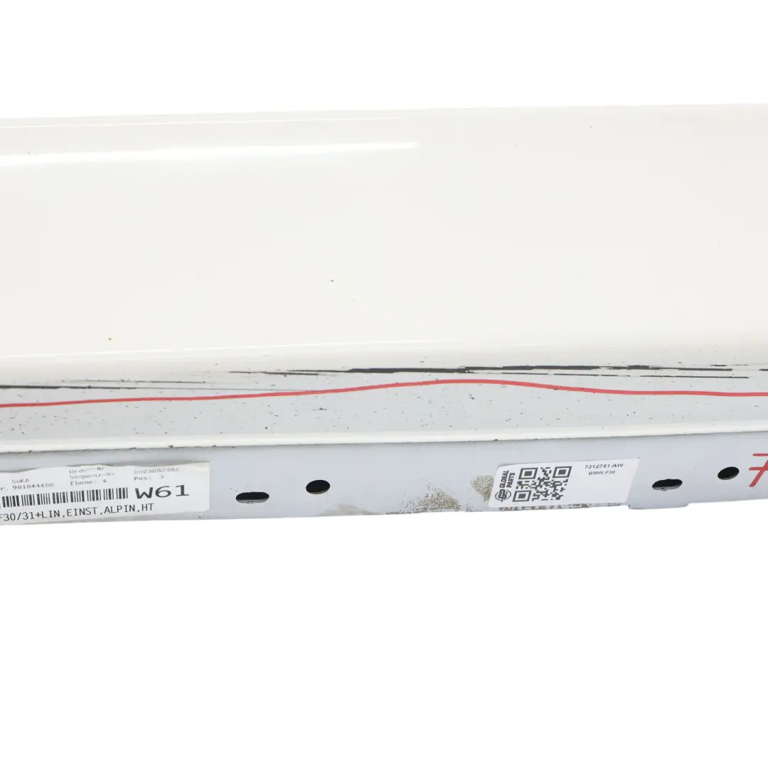 BMW F30 F31 Sill Strip Side Skirt Cover Left N/S Alpinweiss Alpine White - 300