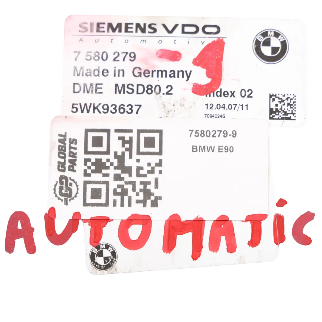 BMW E87 E90 118i 318i N43 Engine Control Unit Module ECU DME 7580279 Automatic