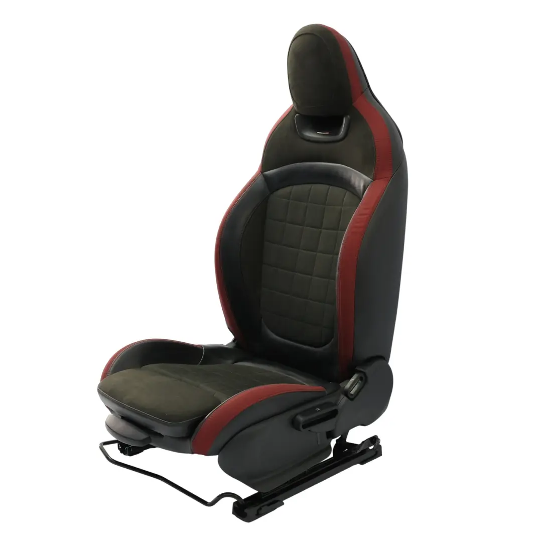 Mini F56 F60 JCW Fotel Sport Lewy Przód Półskóra Dinamica Czerwono Czarny