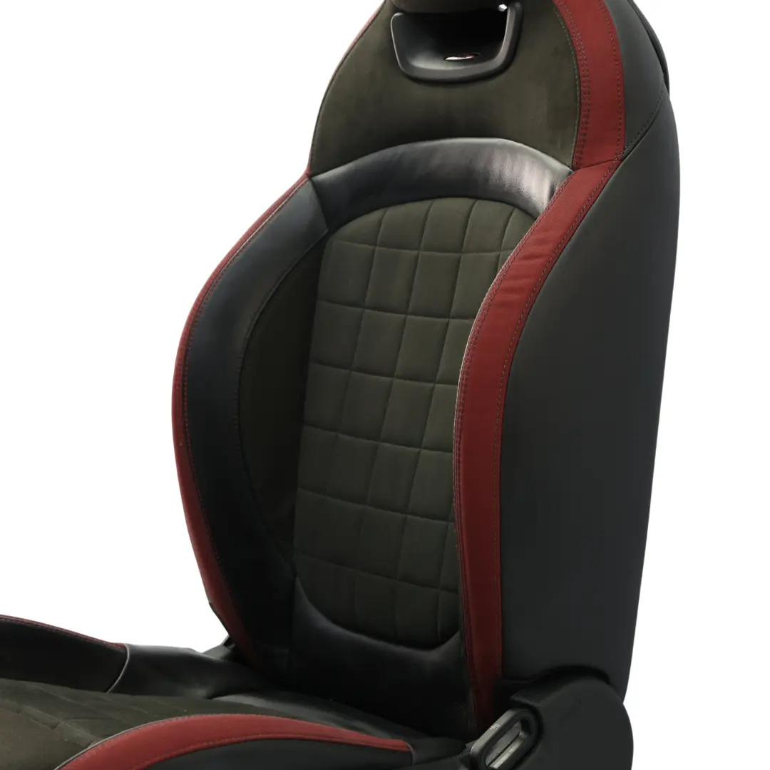 Mini F56 F60 JCW Fotel Sport Lewy Przód Półskóra Dinamica Czerwono Czarny