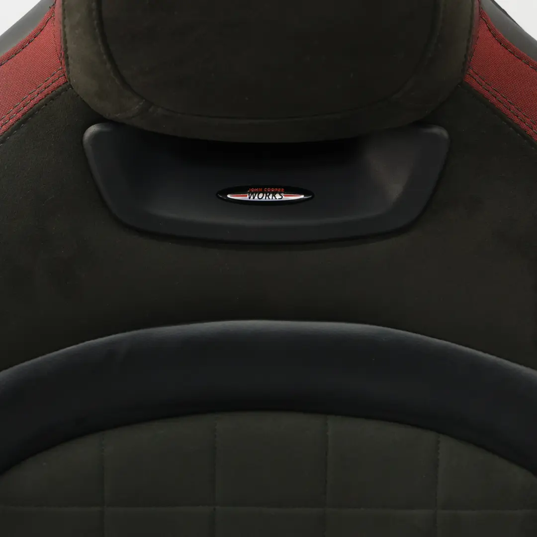 Mini F56 F60 JCW Fotel Sport Lewy Przód Półskóra Dinamica Czerwono Czarny