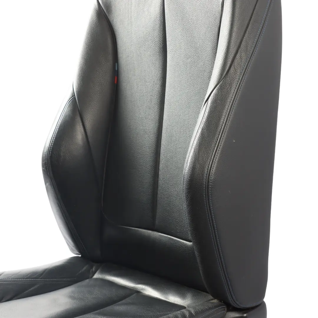 BMW F30 F31 LCI M Sport Seat Front Right O/S Heated Black Leather Contrast Blue