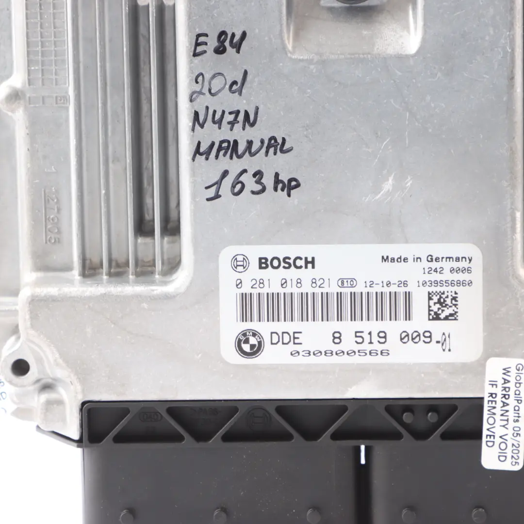BMW X1 E84 20d Diesel N47N 163HP Engine ECU Kit DDE CAS3 + Key 8519009 Manual