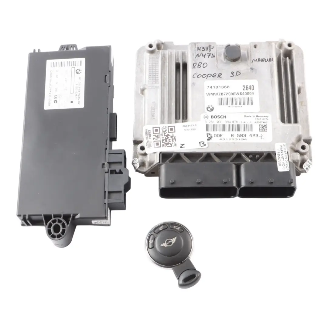 Mini R60 Cooper SD N47N 143HP Engine ECU Kit DDE CAS3 + Key 8583423 Manual