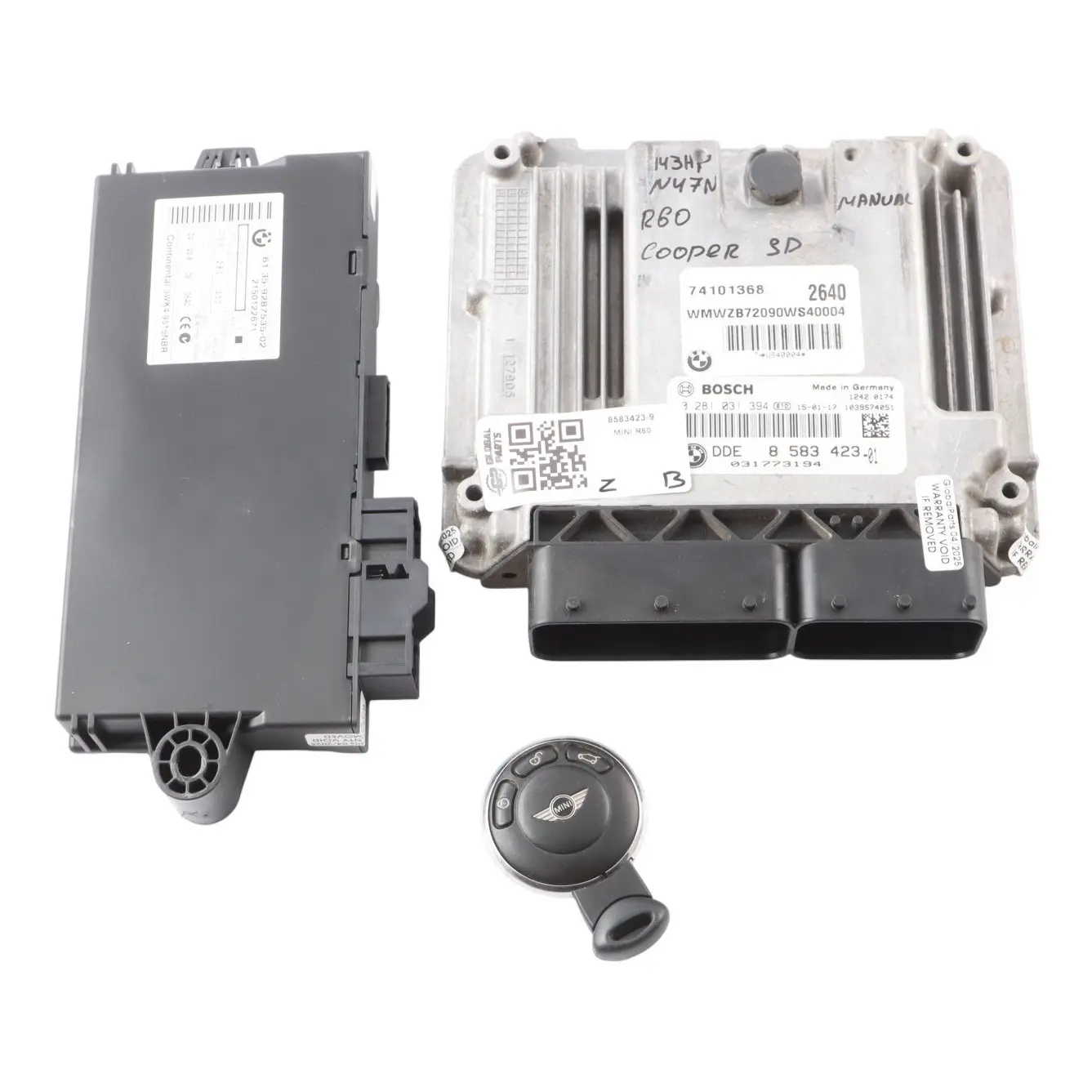 Mini R60 Cooper SD N47N 143HP Engine ECU Kit DDE CAS3 + Key 8583423 Manual