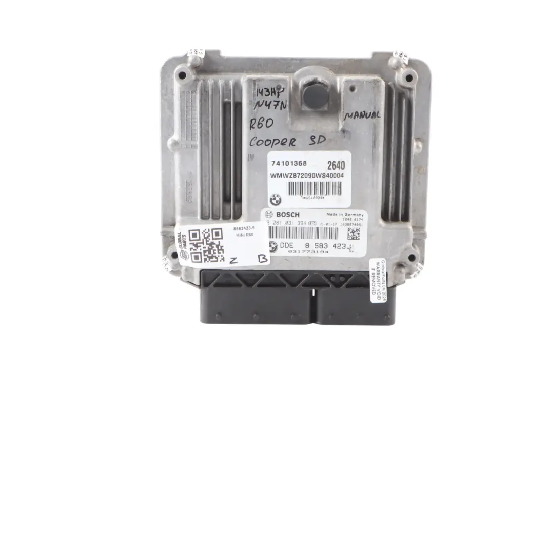 Mini R60 Cooper SD N47N 143HP Engine ECU Kit DDE CAS3 + Key 8583423 Manual