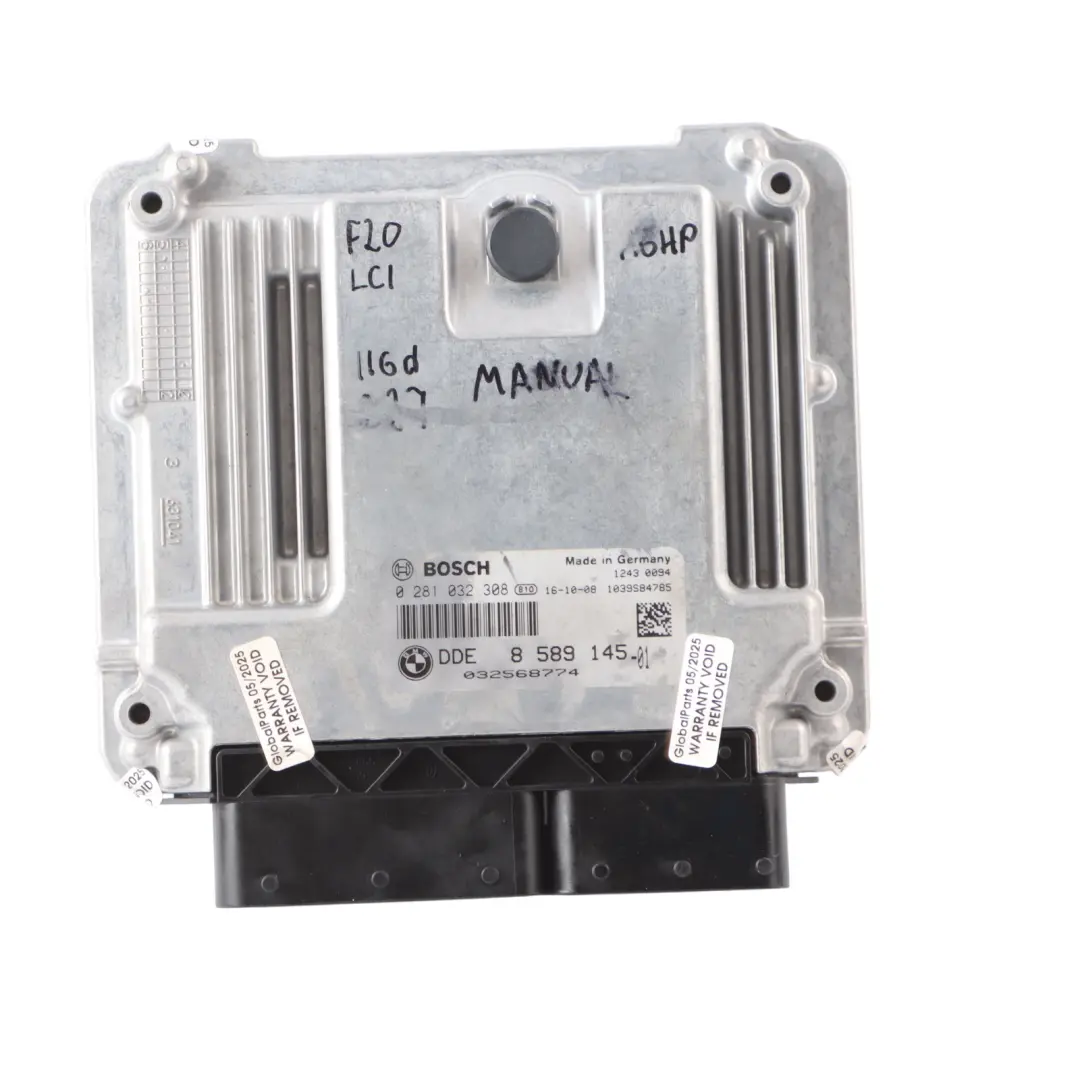 BMW F20 LCI 116d B37 Engine ECU Kit DDE FEM + 2 Keys + Lock 8589145 Manual