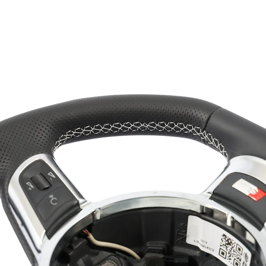 Audi TT 8J Steering Wheel NEW Black Leather Flat Bottom White Thread 8J0419091B 