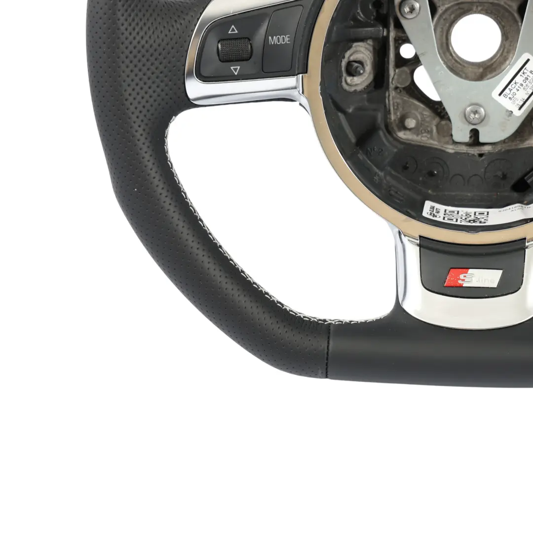 Audi TT 8J Steering Wheel NEW Black Leather Flat Bottom White Thread 8J0419091B 