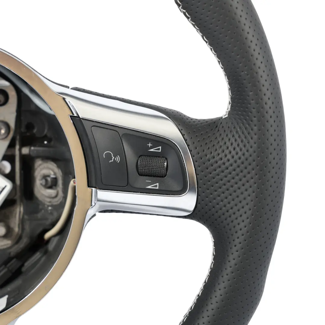 Audi TT 8J Steering Wheel NEW Black Leather Flat Bottom White Thread 8J0419091B 