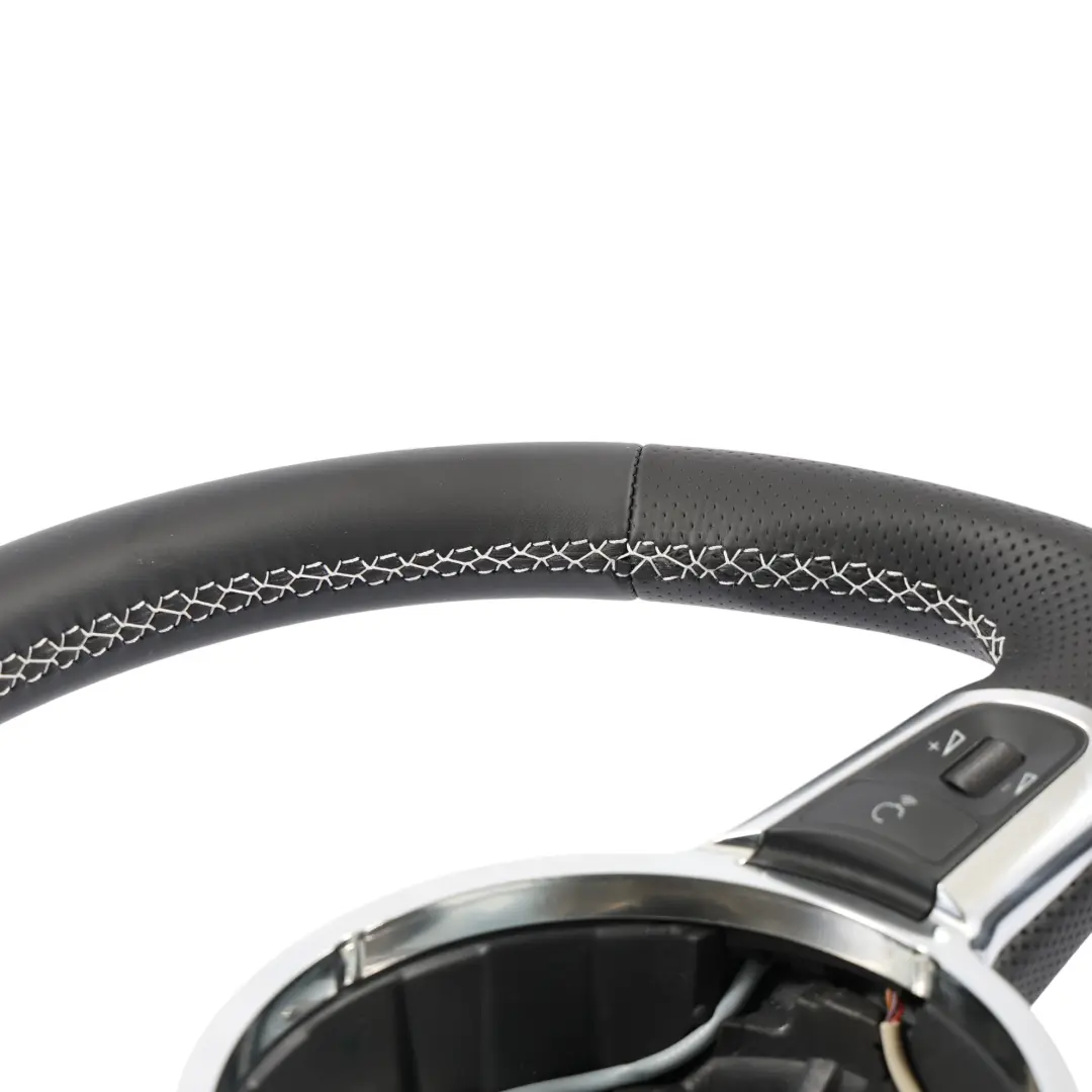 Audi TT 8J Steering Wheel NEW Black Leather Flat Bottom White Thread 8J0419091B 