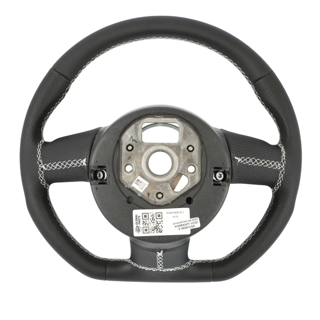 Audi A3 8P Volante NUOVO In Pelle Nera Fondo Piatto Filo Bianco 8J0419091G