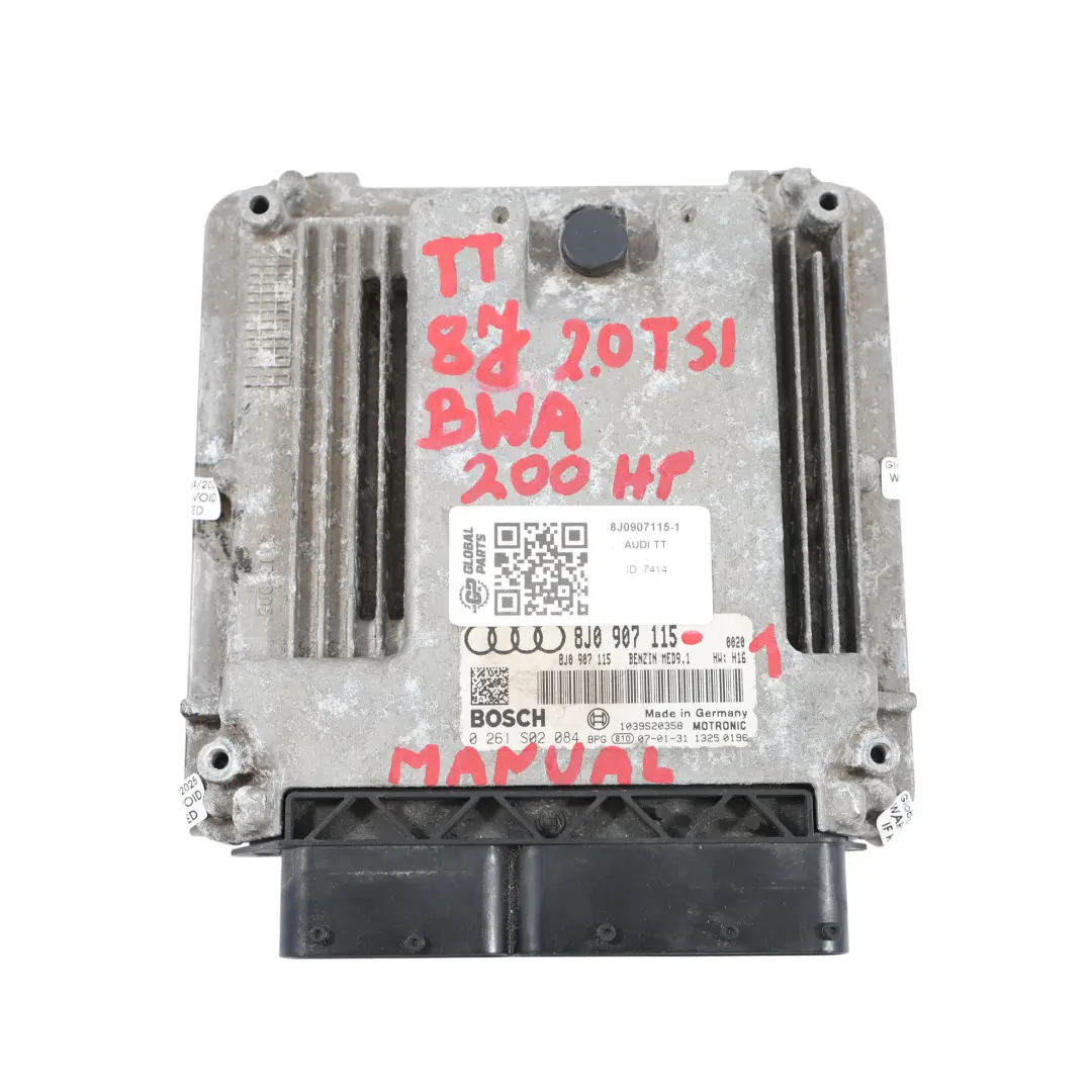 Audi TT 8J 2.0 TFSI BWA 200HP Engine Module Control Unit ECU Set 8J0907115