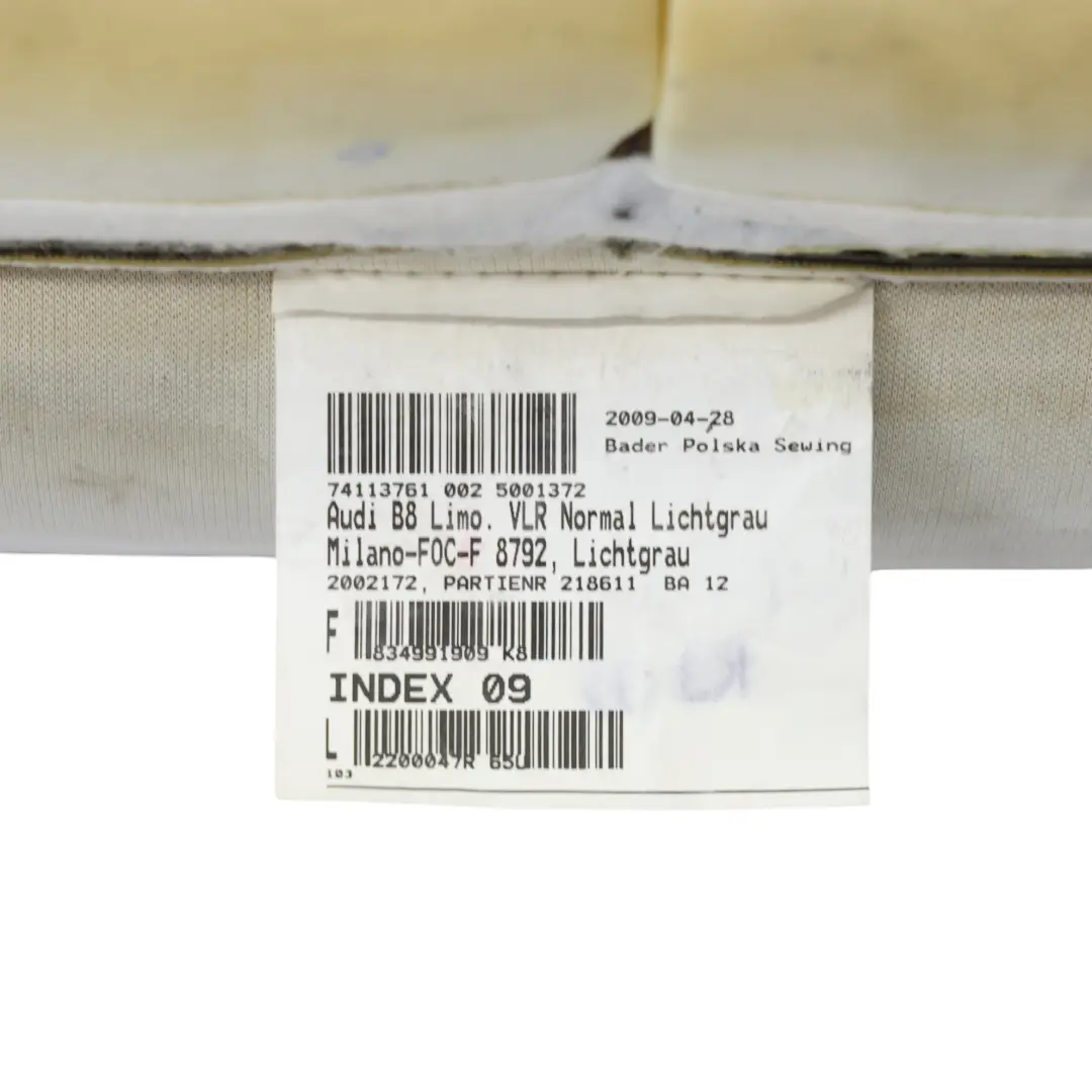Audi A4 B8 8K Seat Front Backrest Right O/S Interior Heated Leather Grey