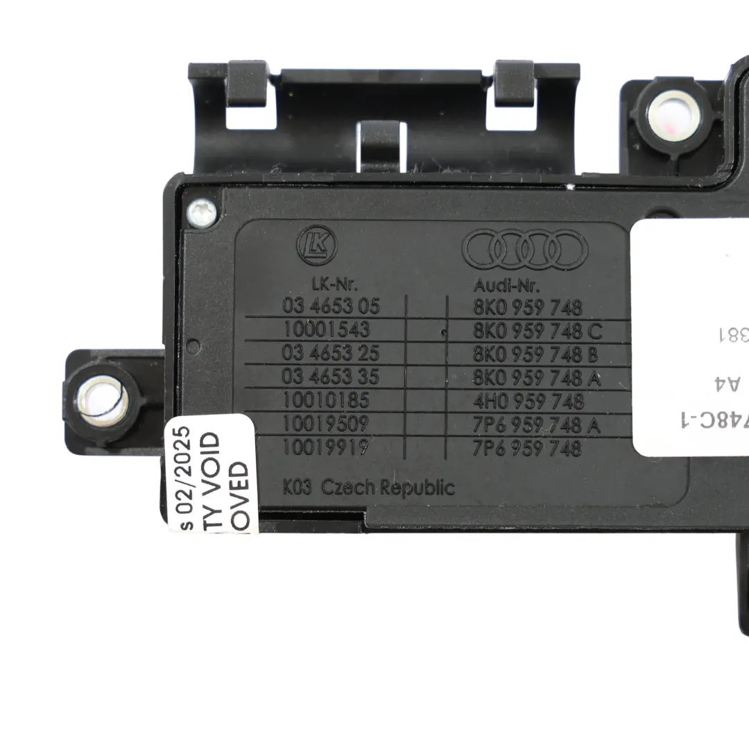 Audi A4 B8 Panel De Botones De Control Del Asiento Delantero Derecho 8K0959748C