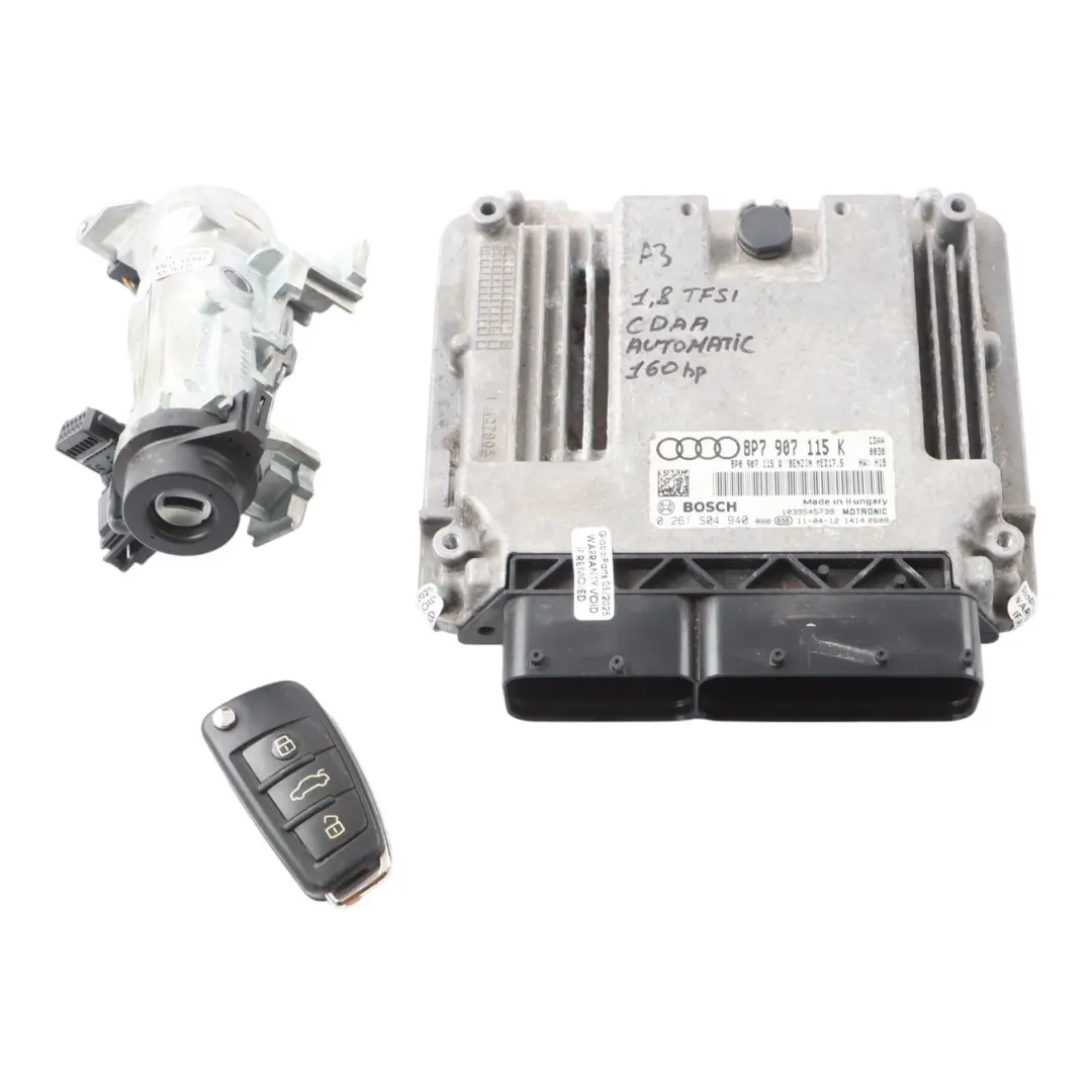 Audi A3 8P 1.8 TFSI CDAA 160HP Engine Module ECU Kit Ignition + Key 8P7907115K