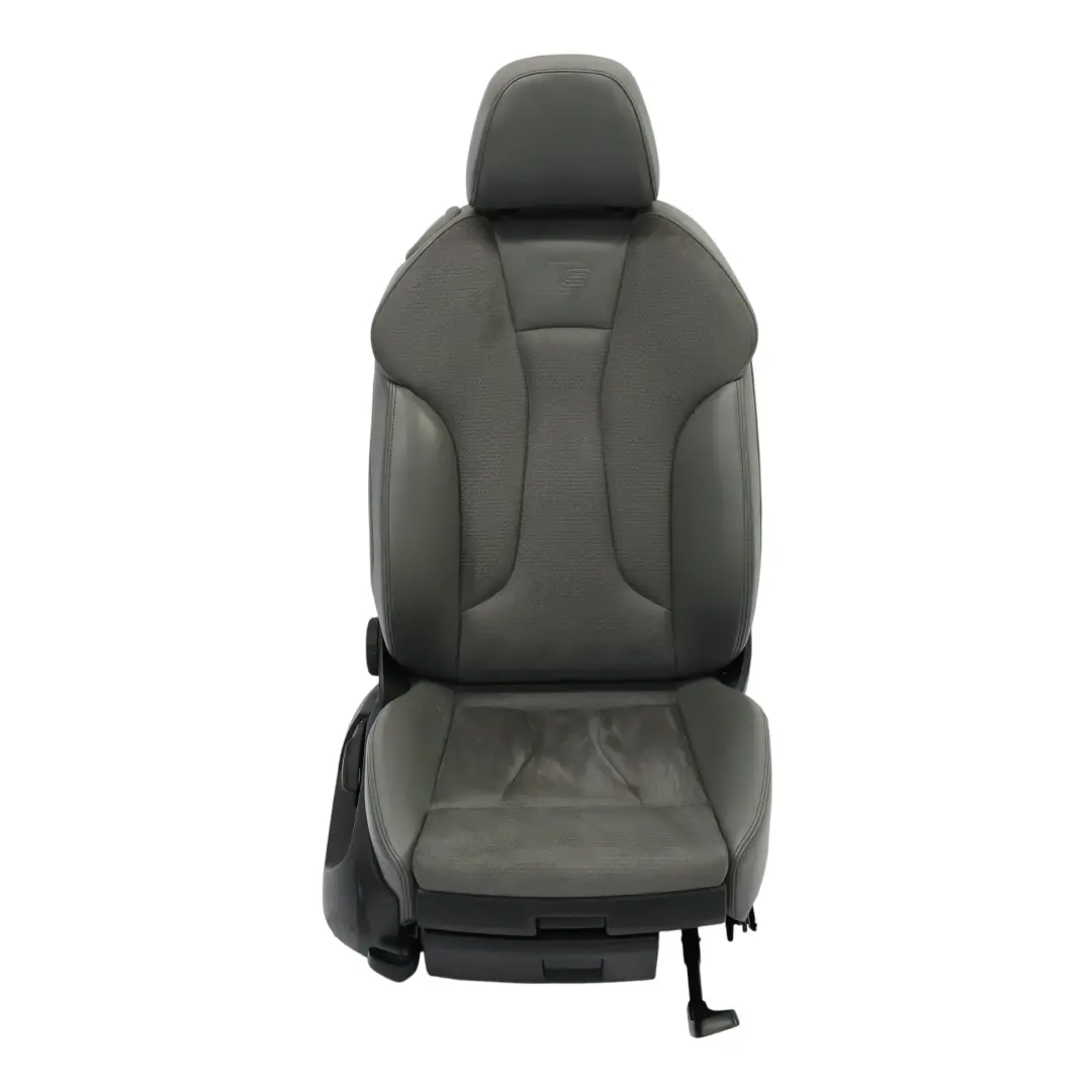 Audi A3 8V Seat Front 3D S-Line Cloth Leather Heated Right O/S Silver Black