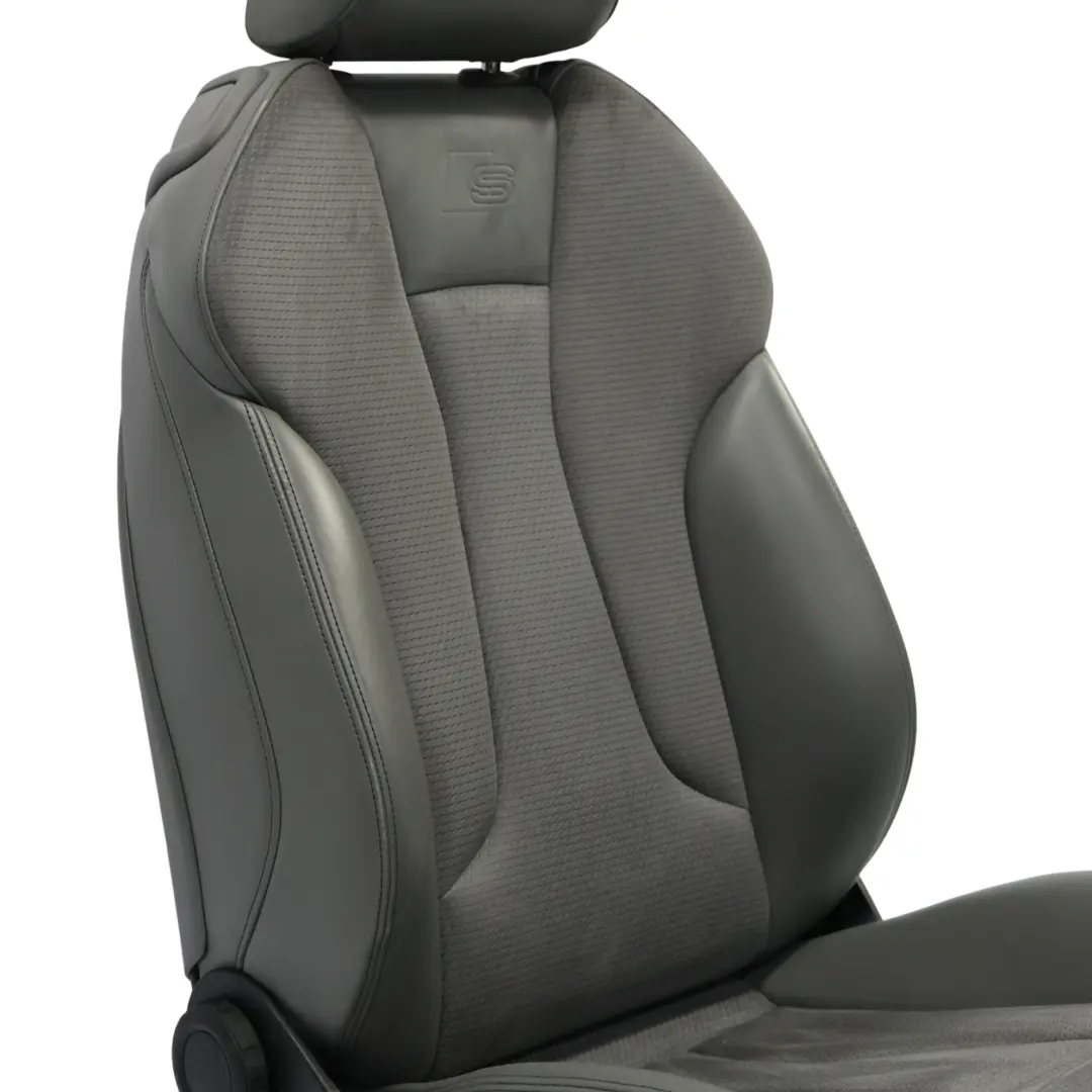 Audi A3 8V Seat Front 3D S-Line Cloth Leather Heated Right O/S Silver Black