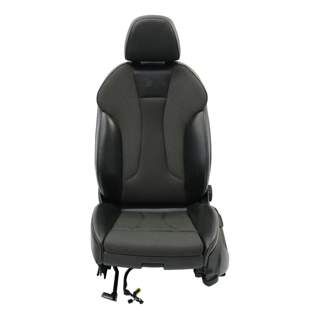Audi A3 8V Sportback Seat Front Left N/S S-Line Half Leather Black Silver