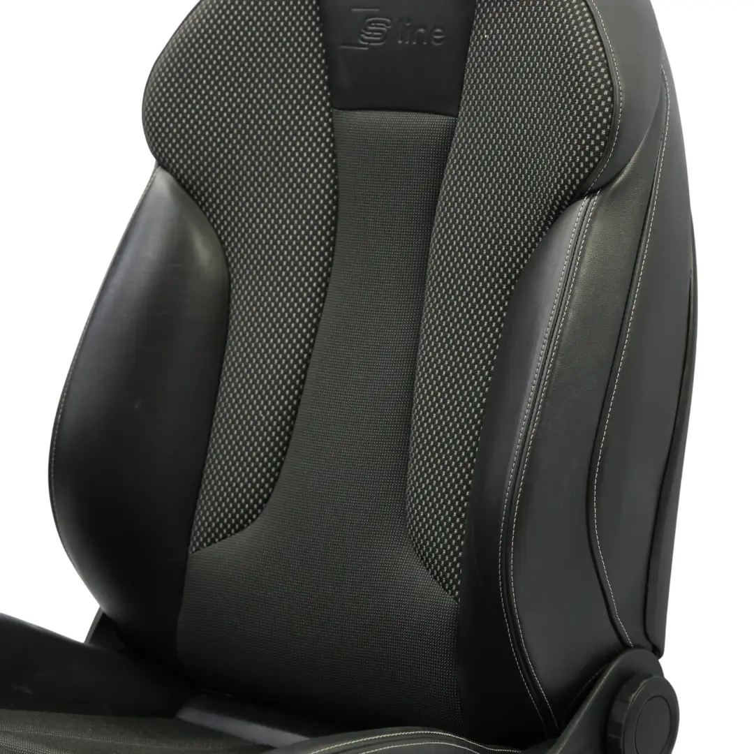 Audi A3 8V Sportback Seat Front Left N/S S-Line Half Leather Black Silver