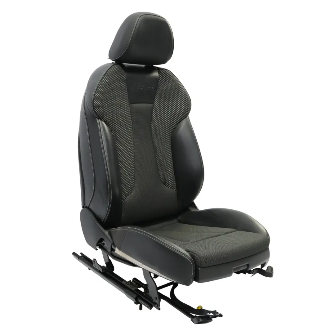 Audi A3 8V Sportback Seat Front Left N/S S-Line Half Leather Black Silver