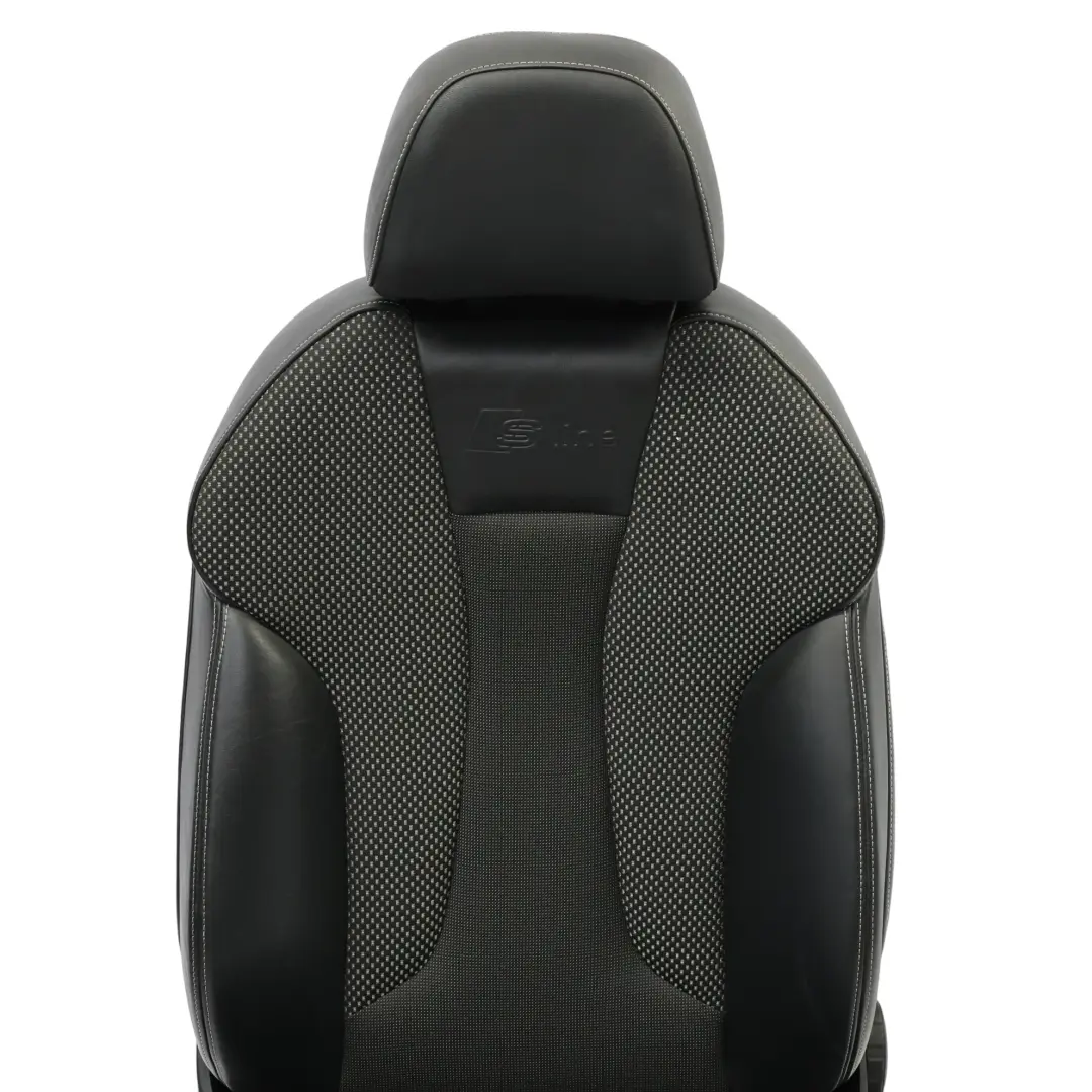 Audi A3 8V Sportback Seat Front Left N/S S-Line Half Leather Black Silver