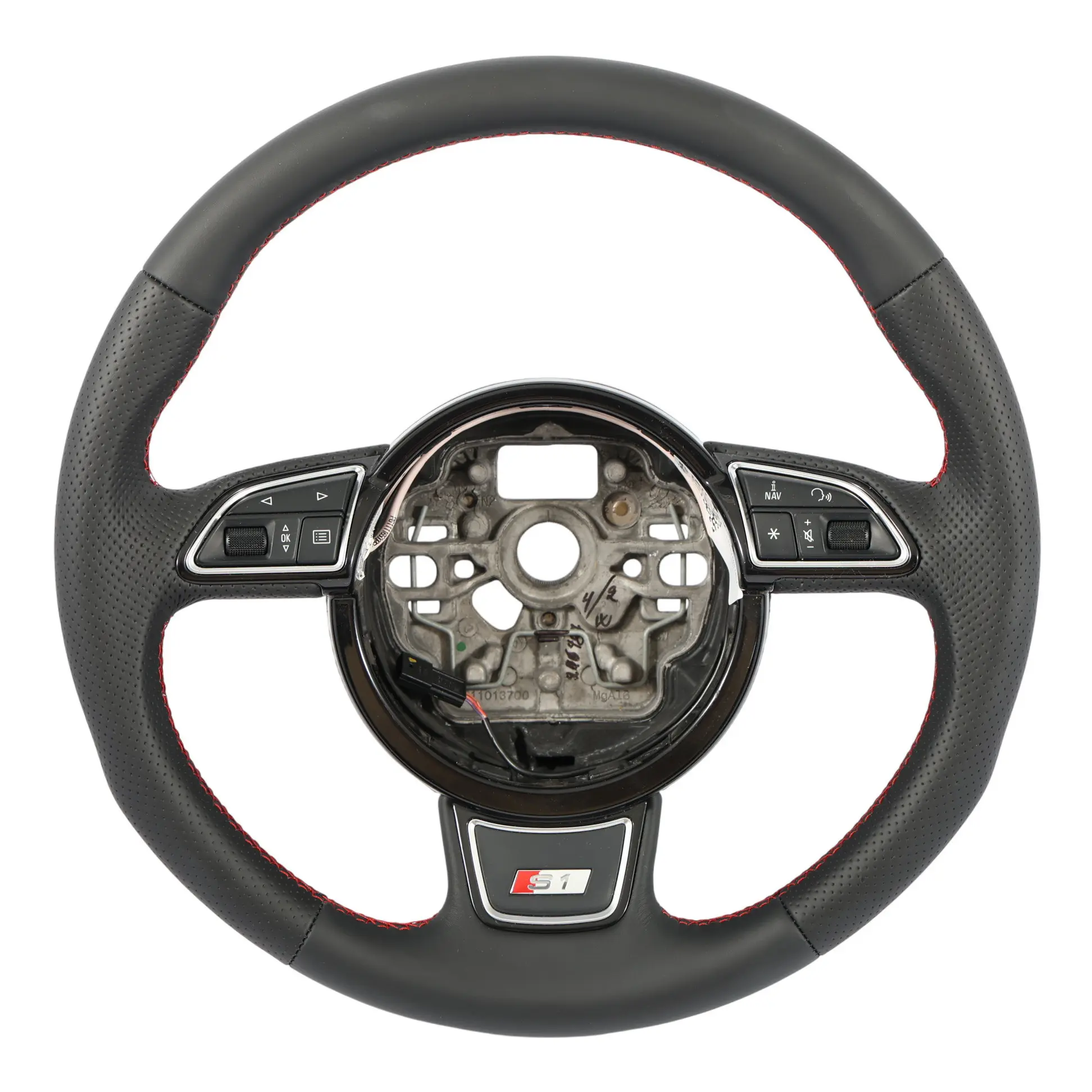 Audi A1 S1 8X Volante NUOVO In Pelle Nera Con Fili Rossi 8X0419091R