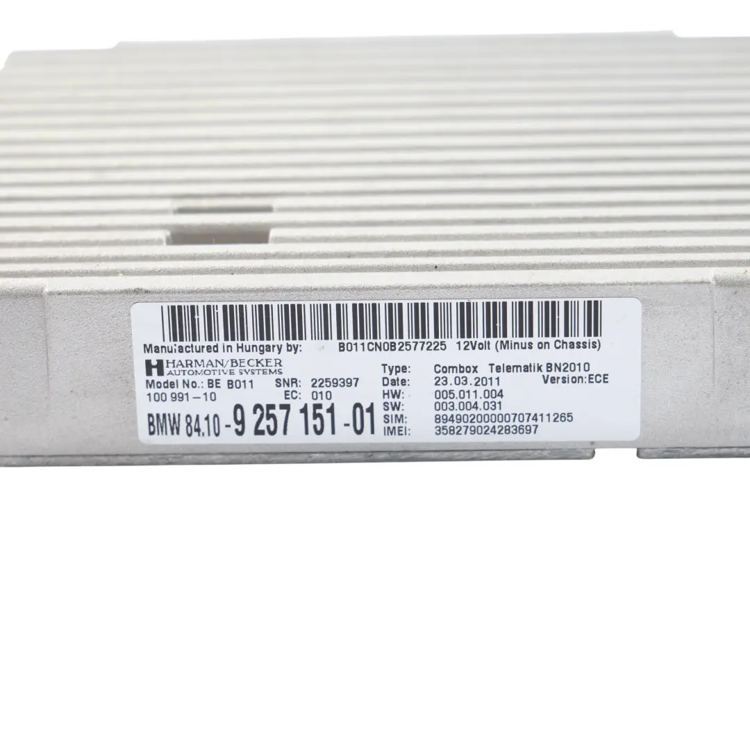 BMW F20 F21 F30 F31 Módulo Telemático Bluetooth Combox ECU 9257151