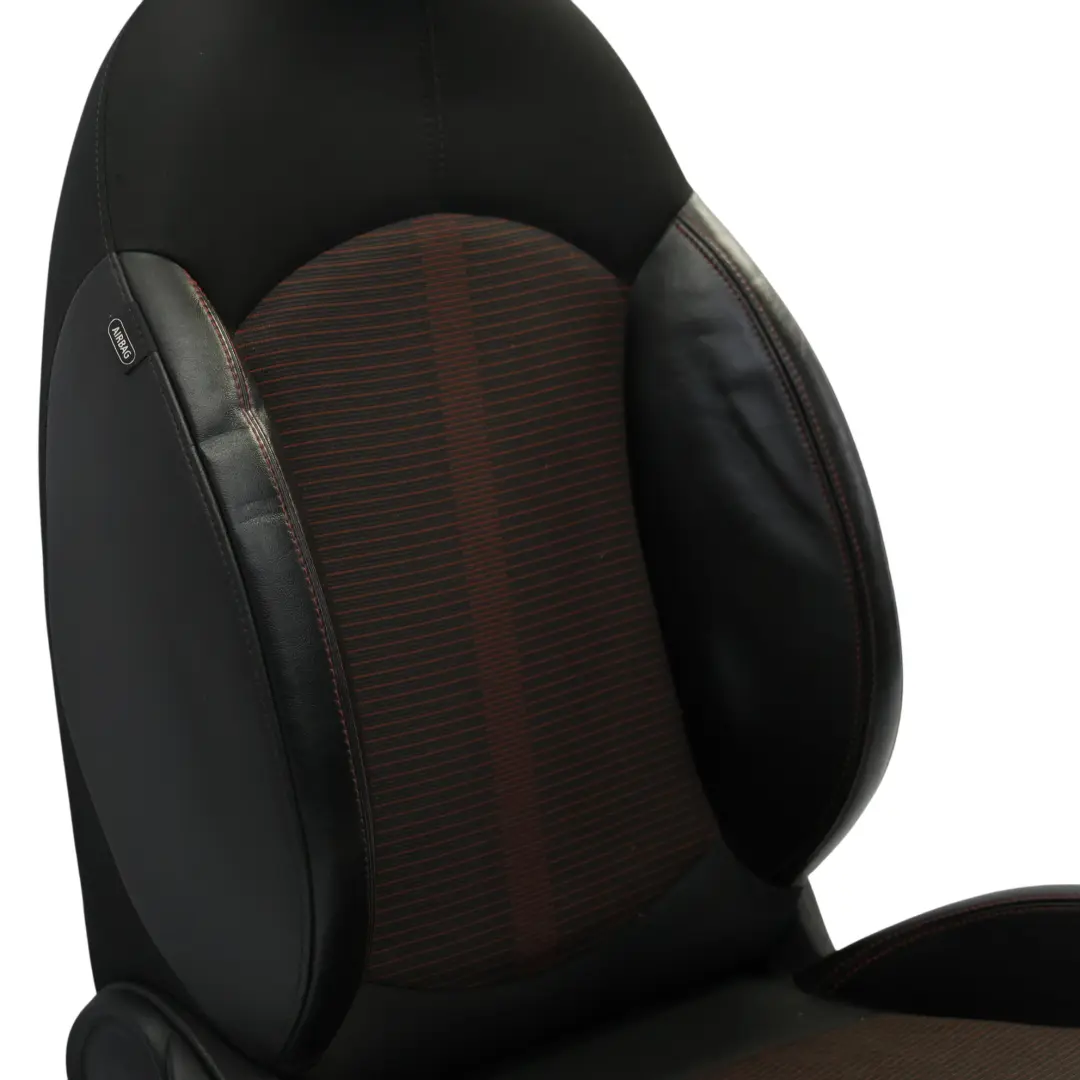 Front Seat Mini R60 Countryman Right O/S Sport Cloth Leather Parallel Lines Red