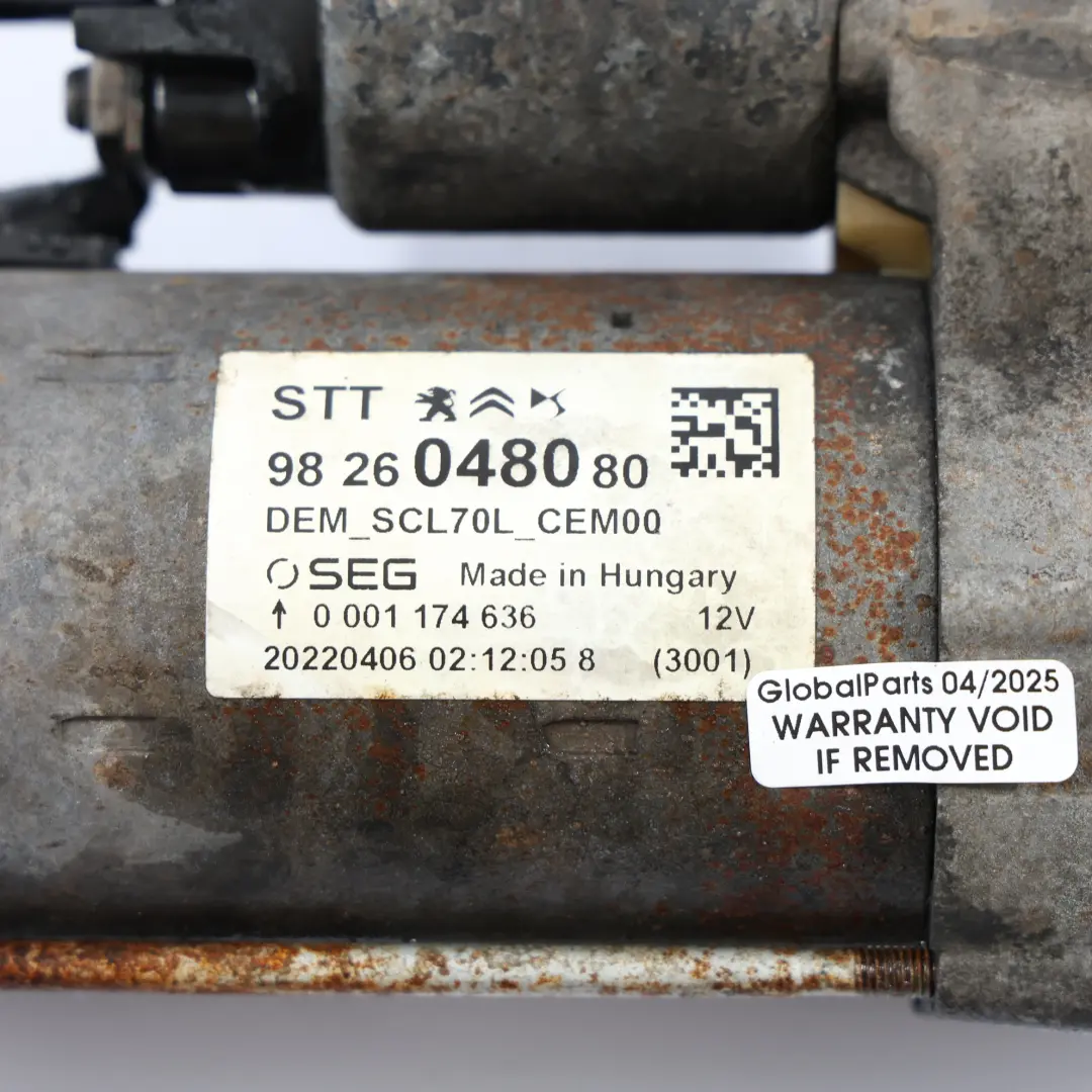 Citroen Relay 2.2 HDI Engine Starter Motor Diesel 9826048080