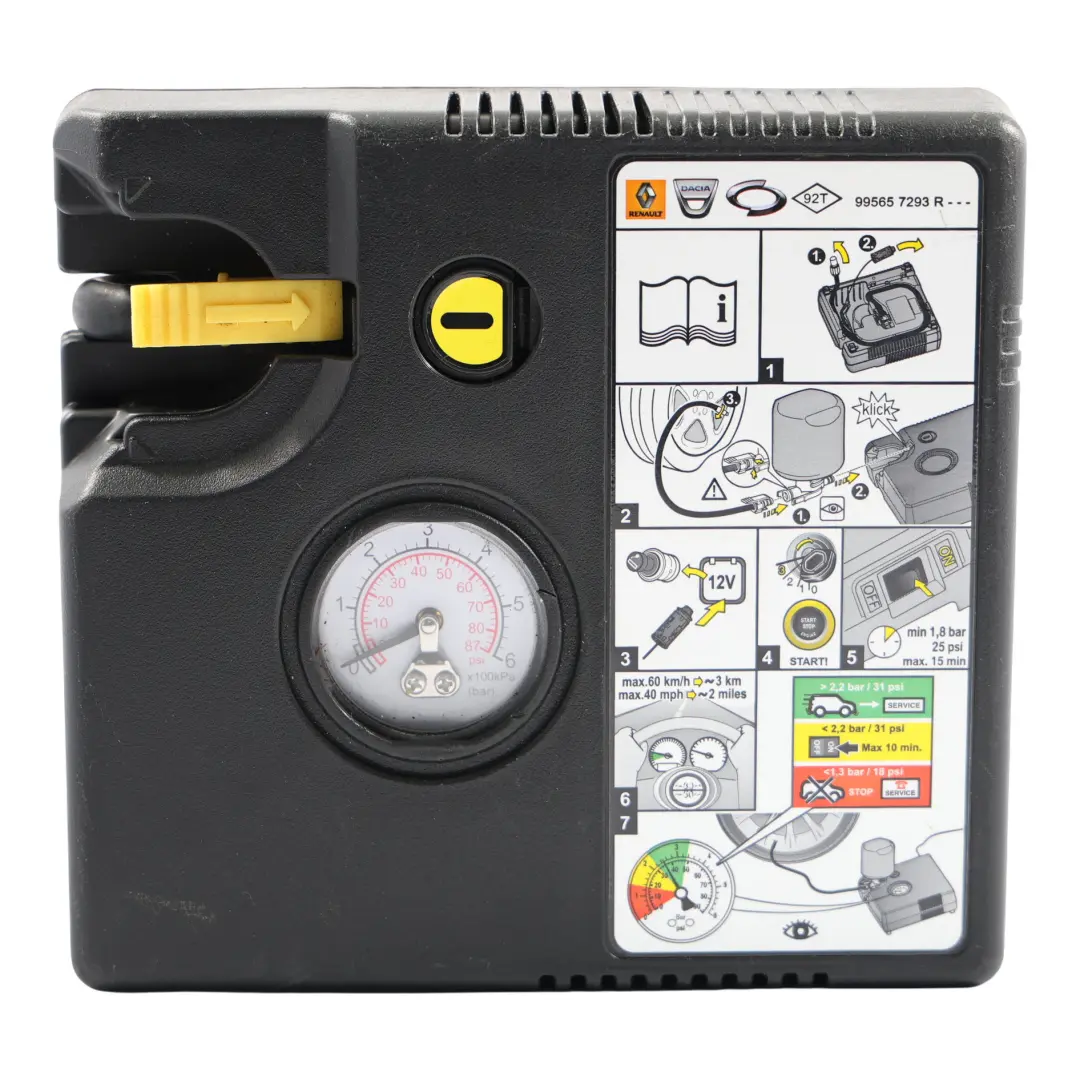 Renault Zoe Air Compressor Emergency Tool Tire Compressor Wheel Pump 995657293R