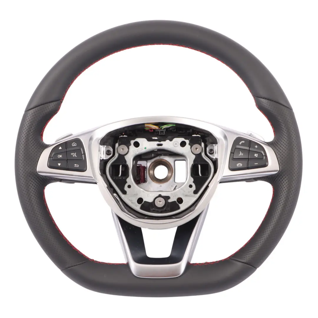 Steering Wheel Mercedes W205 C253 NEW Black Leather Red Threads Paddle Shift