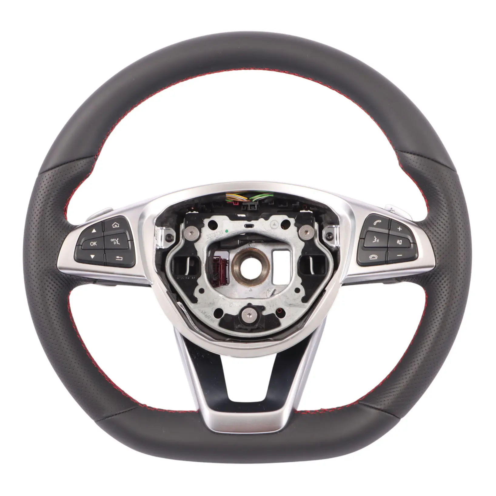 Volante Mercedes W205 C253 NUOVO In Pelle Nera Fili Rossi Cambio al Volante