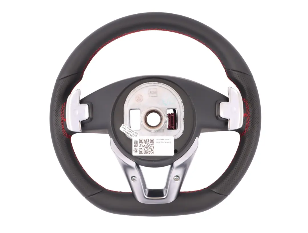 Steering Wheel Mercedes W205 C253 NEW Black Leather Red Threads Paddle Shift