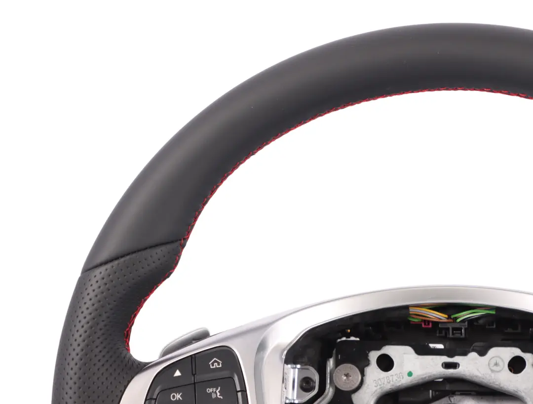 Steering Wheel Mercedes W205 C253 NEW Black Leather Red Threads Paddle Shift